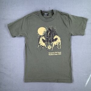 Girl Scouts T-Shirt Small Green Sycamore Resident Camp 1996 Single Stitch